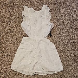 White Eyelet Ruffle Romper